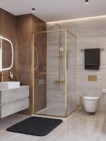 Душевой угол Cezares Lux LUX-A-FS-1-90-C-BORO квадратный 90x90 стекла прозрачные, профиль брашированное золото