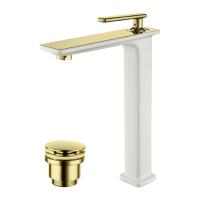 Смеситель для раковины Lemark Mista LM6409WG золотой/белый