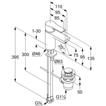 Смеситель для раковины Kludi Zenta SL 482770565 хром