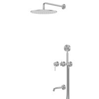 Душевая система со смесителем Abber Wasser Kreis 316 AF8117BST встраиваемая в стену без термостата брашированная сталь с фиксированным изливом