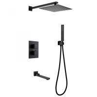 Душевая система со смесителем Abber Daheim AF8250B монтаж настенная без термостата черный матовый
