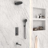 Душевая система со смесителем Vincea Inspire VSFW-433TI1GM монтаж встраиваемая в стену с термостатом вороненая сталь