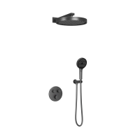 Душевая система со смесителем Sancos Space SC3006GMG монтаж встраиваемая  в стену с термостатом вороненая сталь