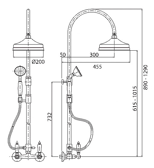 Душевая система со смесителем Cezares First FIRST-CD-01-Bi монтаж   