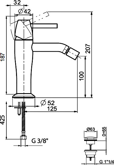 Смеситель для биде Webert Opera moderna OE840102015 латунь хром