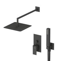 Душевая система со смесителем Cezares Porta PORTA-DSIPQ-20-NOP монтаж встраиваемая  в стену без термостата черный матовый