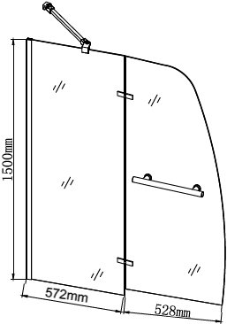 Шторка для ванны распашная  Grossman  GR-102/2 110 см, стекла прозрачные, профиль хром