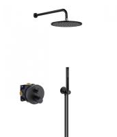 Душевая система со смесителем Kludi Nova Fonte 208313915 монтаж встраиваемая в стену с термостатом черный матовый