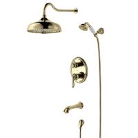 Душевая система со смесителем Lemark Brava LM4722G монтаж встраиваемая в стену без термостата золото