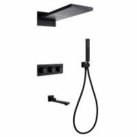 Душевая система со смесителем Abber Daheim AF8253B монтаж настенная без термостата черный матовый