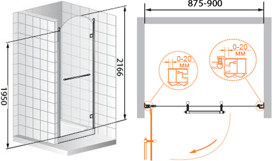 Душевая дверь Cezares Retro RETRO-A-B-1-90-CP-G-R 90 см стекла с узором прозрачные, профиль золото