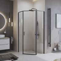 Душевой угол BelBagno Uno UNO-195-P-1-90-C-NERO пятиугольный 90x90 стекла прозрачные, профиль черный