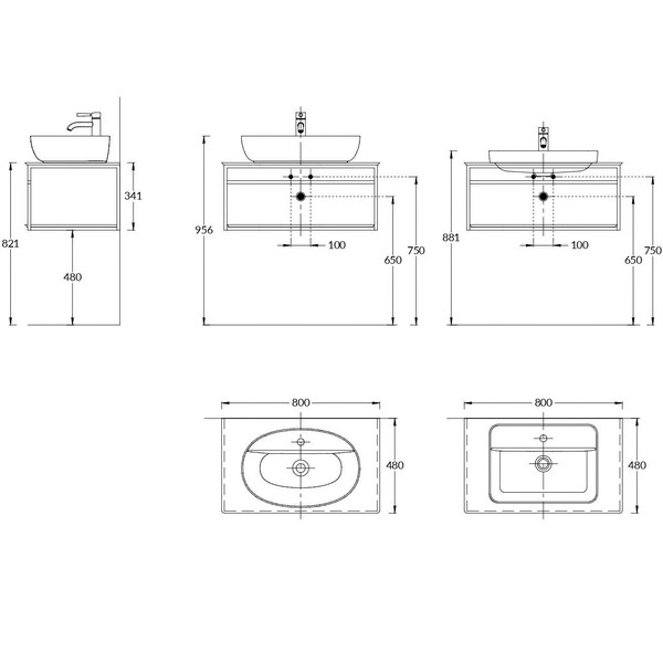Консоль под столешницу подвесная Kerama Marazzi Plaza Next PL.N.80.02/BLK.M 80 см цвет черный матовый