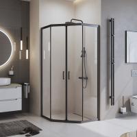 Душевой угол BelBagno Uno UNO-195-P-2-90-C-NERO пятиугольный 90x90 стекла прозрачные, профиль черный