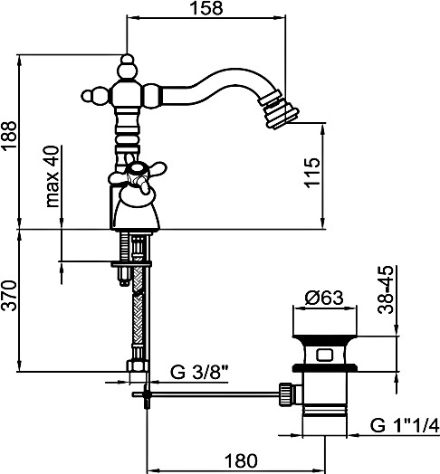 Смеситель для биде Webert Ottocento OT710402015 латунь хром