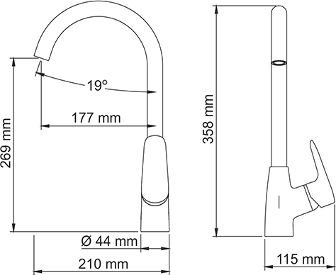 Смеситель для кухни Wasserkraft Vils 5607 без подключения к фильтру хром