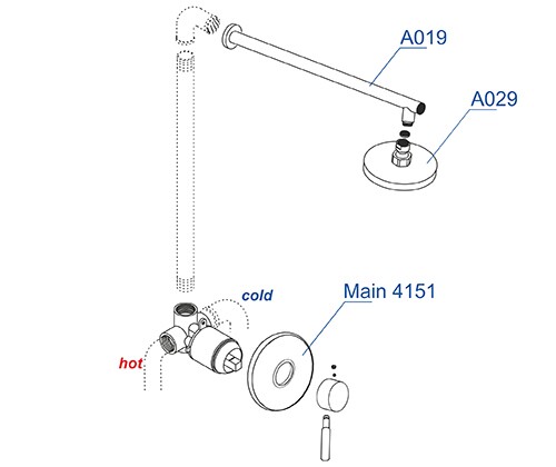 Душевая система со смесителем Wasserkraft  A12429 монтаж встраиваемая в стену без термостата хром
