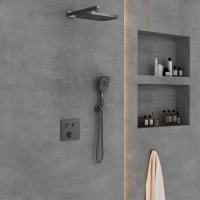 Душевая система со смесителем Vincea  VSFW-4211GM монтаж встраиваемая в стену без термостата вороненая сталь