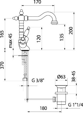 Смеситель для раковины Webert Dorian DO700302010 золото