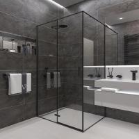 Душевой угол распашной Veconi Rovigo RV073B-8080-01-C4 квадратный 80x80 стекла прозрачные, профиль черный матовый