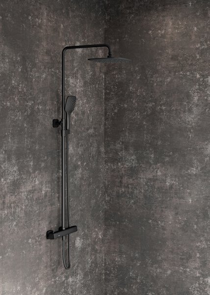 Душевая система со смесителем Ravak 10° Free black X070160 монтаж настенная с термостатом черный матовый