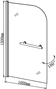 Шторка для ванны распашная  Grossman  GR-104/2 100 см, стекла прозрачные, профиль хром