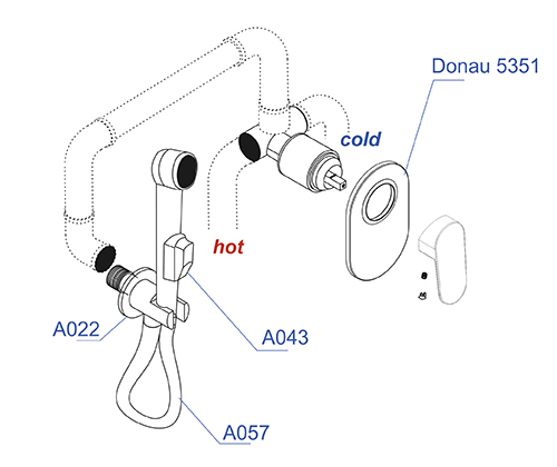 Гигиенический душ Wasserkraft Donau A11057 встраиваемый в стену хром