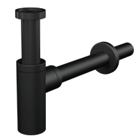 Сифон для умывальника Ø32 DESIGN, цельнометаллический, круглый черный, арт. A400BLACK, латунь, латунь