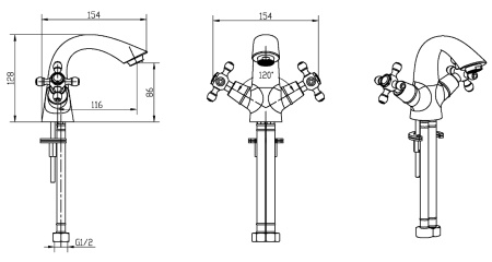 Смеситель для раковины Boheme Crystal 311-CRST бронза