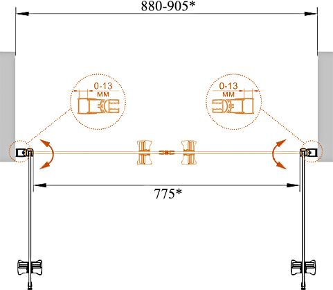 Душевая дверь Cezares Eco ECO-O-B-2-90-C-Cr 90 см стекла прозрачные, профиль хром