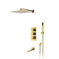Душевая система со смесителем D&K Bayern.Liszt DA2515607A04 монтаж встраиваемая в стену с термостатом матовое золото