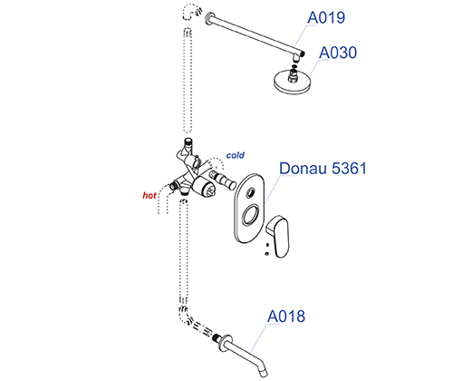 Душевая система со смесителем Wasserkraft  A13030 монтаж встраиваемая в стену без термостата хром