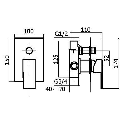 Смеситель для душа Plumberia Selection TAG KITTG1001NO встраиваемый в стену 
без термостата черный матовый