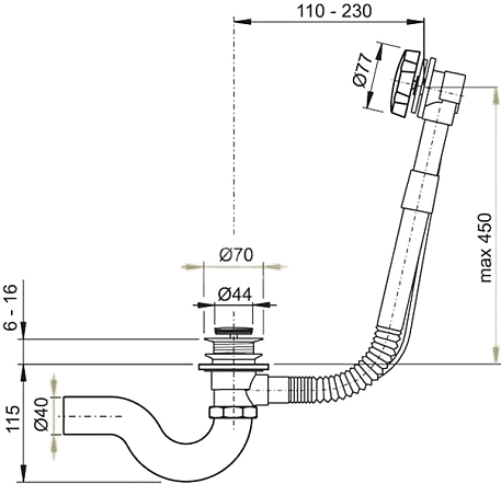 Слив-перелив TIMO 8004/00 автомат, хром