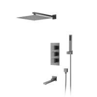 Душевая система со смесителем D&K Bayern.Liszt DA2515606A04 монтаж встраиваемая в стену с термостатом серый графит