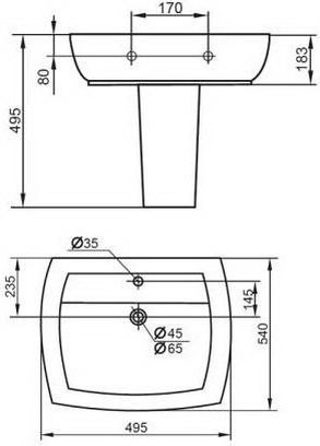Раковина  прямоугольная Cezares Flamingo CZR-354 фаянс цвет белый