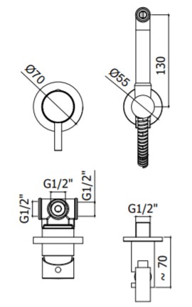 Гигиенический душ Paffoni Light KITDUP110NO встраиваемый в стену 