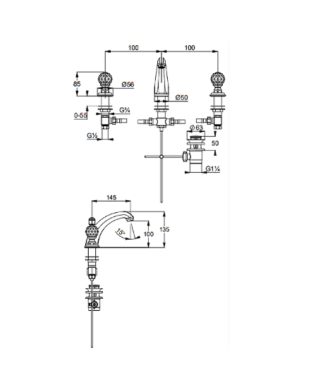 Смеситель для раковины Kludi Adlon/1926 5104345G4 золото