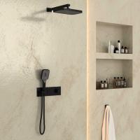 Душевая система со смесителем Vincea  VSFW-422T1MB монтаж встраиваемая в стену с термостатом матовый черный