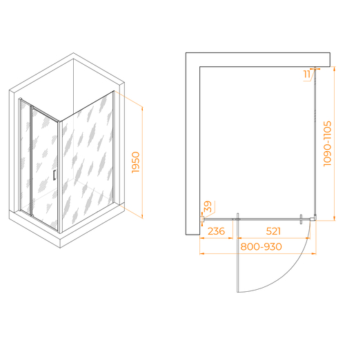Душевой угол RGW Passage PA-078 350807881-11 прямоугольный 80x110 стекла прозрачные, профиль хром