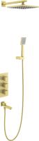 Душевая система со смесителем Timo Tetra-Thermo SX-0199/17SM монтаж встраиваемая в стену с термостатом матовое золото