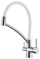 Смеситель для кухни Paulmark Siegen Si213111-CrW с подключением к фильтру хром/белый