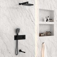 Душевая система со смесителем Vincea  VSFW-432T1MB монтаж встраиваемая в стену с термостатом матовый черный