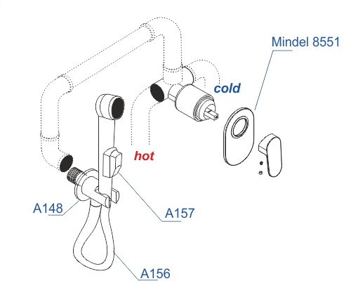 Гигиенический душ Wasserkraft Mindel A85056 встраиваемый в стену белый