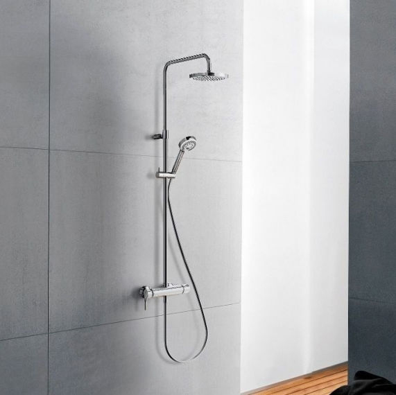 Душевая система со смесителем Kludi Logo 6809505-00 монтаж настенная с термостатом хром