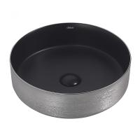 Раковина  круглая Abber Bequem AC2109BS фаянс цвет черный матовый-серебро