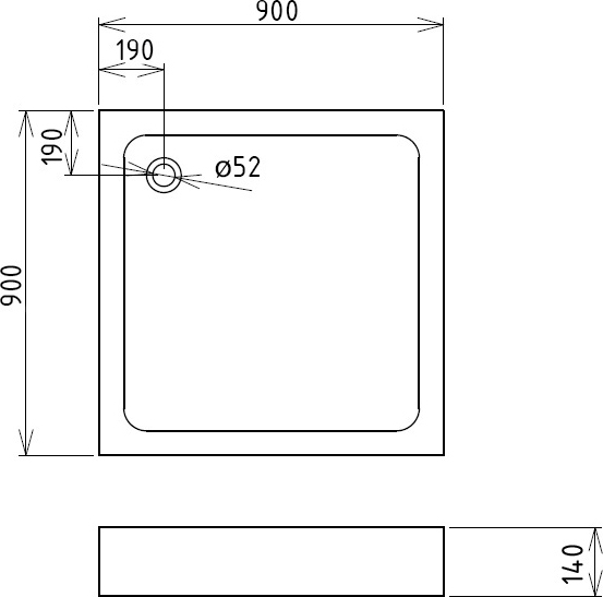 Душевой поддон низкий Gemy  ST17T квадратный акрил 90x90 белый