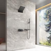 Душевая система со смесителем Vincea  VSFW-2F11TMB монтаж встраиваемая в стену с термостатом матовый черный