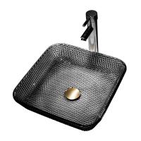 Раковина накладная квадратная  Abber GLAS AK2311B стекло цвет черный