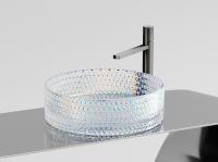 Раковина накладная круглая Ceramica Nova Cristal CN6059 стекло цвет голубой